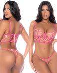 Candy Crush Lace Up Bra and Thong 2 Pc Set