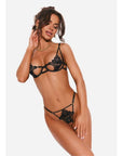 Luise Sublim 2 Pc Bra Panty Crotchless Set Black