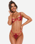 Luise Sublim 2 Pc Bra Panty Crotchless Set Red
