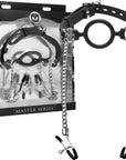 The Master Series - Mutiny Silicone O-Ring Gag With Nipple Clamps - Black/Silver - K. P.