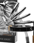 The Master Series - Stainless Steel Chastity Cage With Silicone Urethral Plug - Silver - K. P.