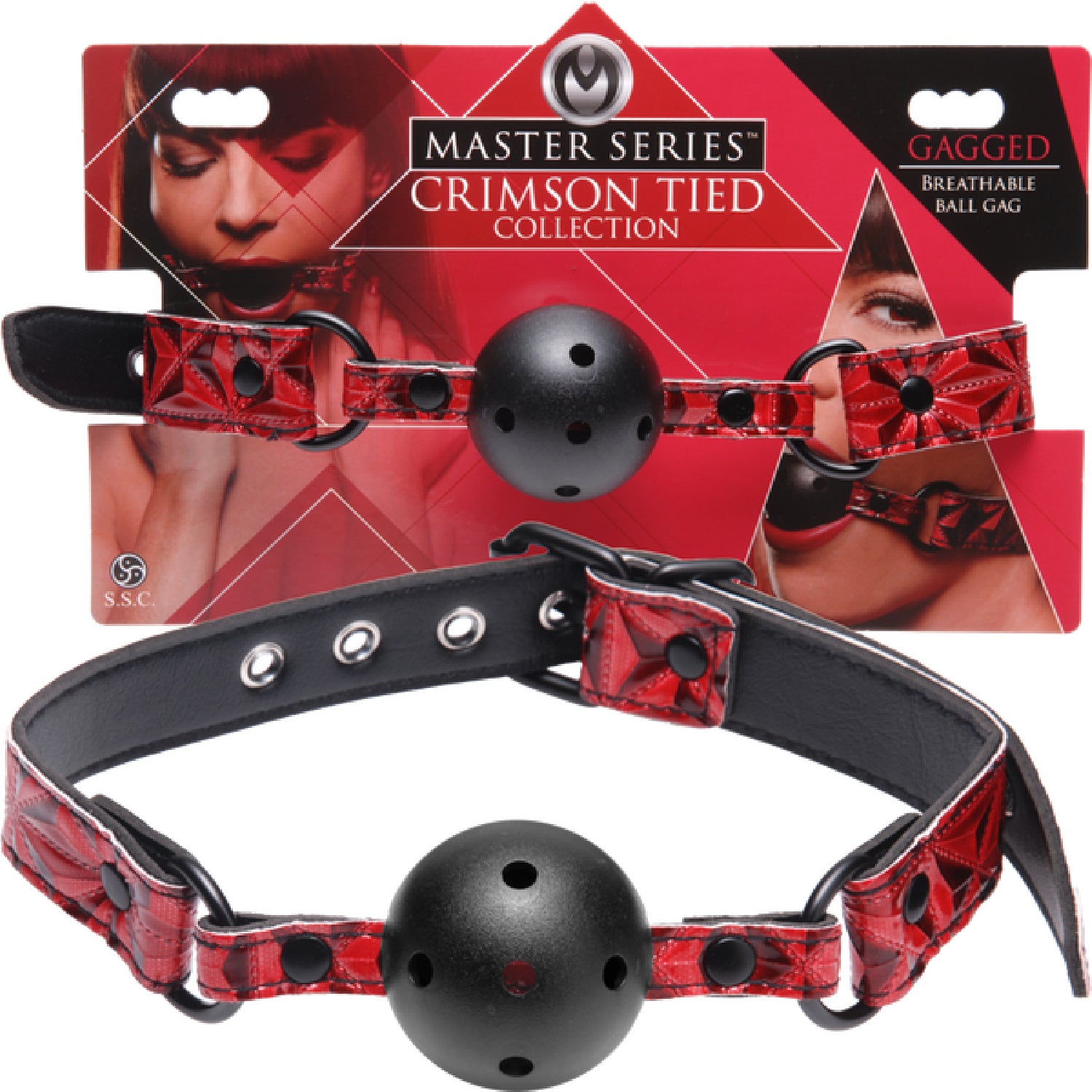 The Master Series - Crimson Tied Breathable Ball Gag - Red/Black - K. P.