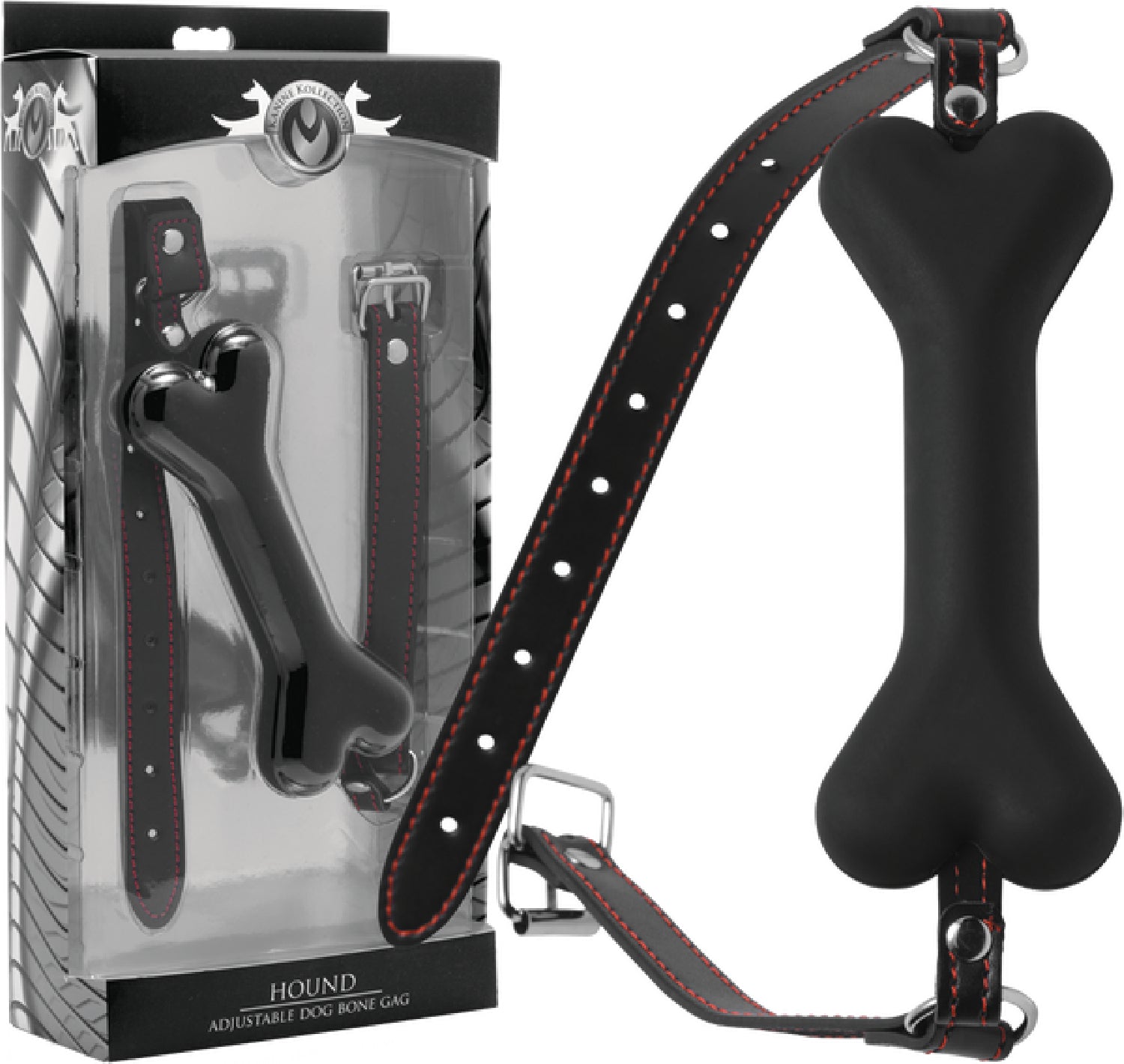 The Master Series - Hound Adjustable Dog Bone Gag - Black - K. P.