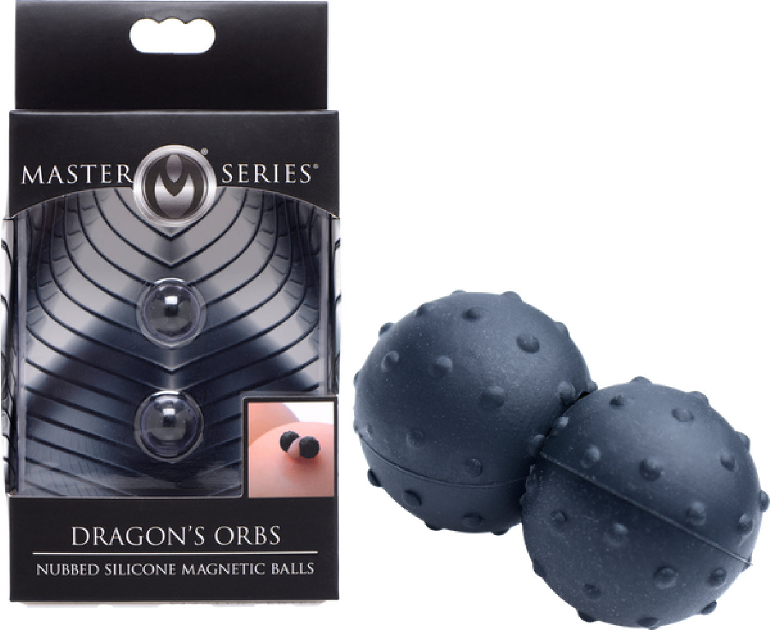 The Master Series - Dragon's Orbs Nubbed Silicone Magnetic Balls - Black - K. P.