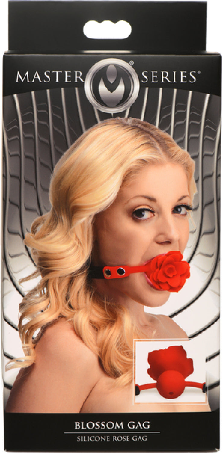 The Master Series - Blossom Gag Silicone Rose Gag - Black/Red - K. P.