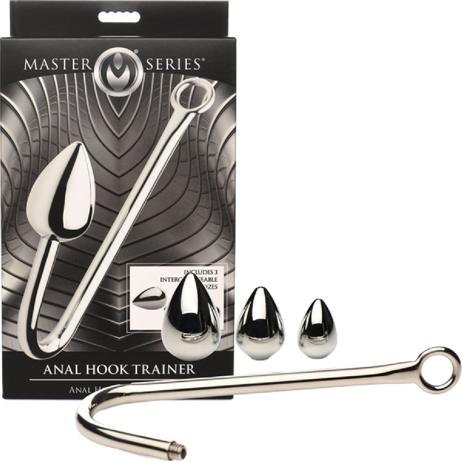 The Master Series - Anal Hook Trainer Anal Hook with 3 Plugs - Silver - K. P.