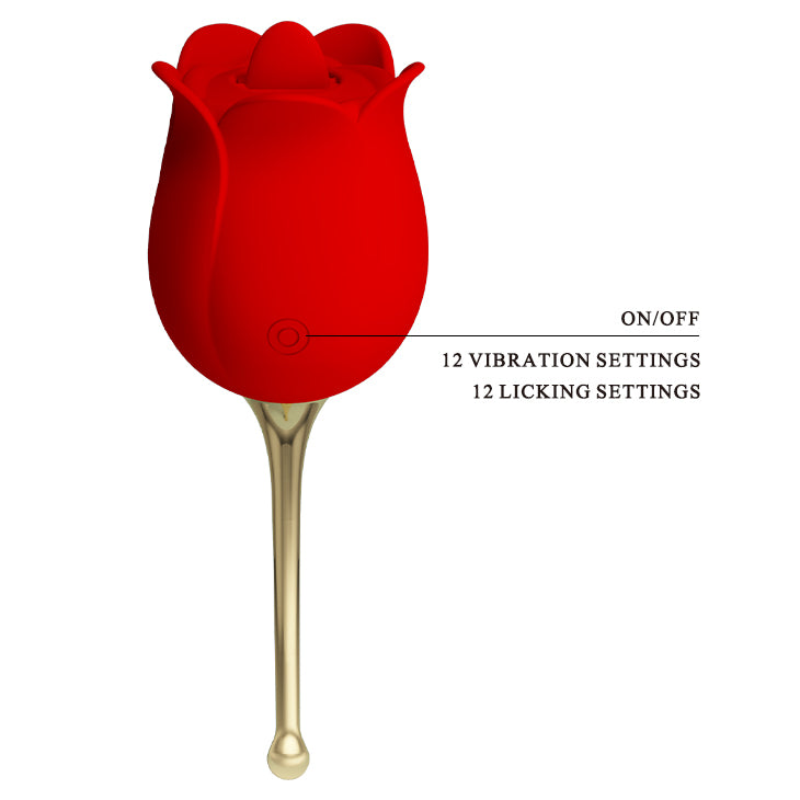 Tongue Licking Vibrator - Rose Lover - Red - K. P.