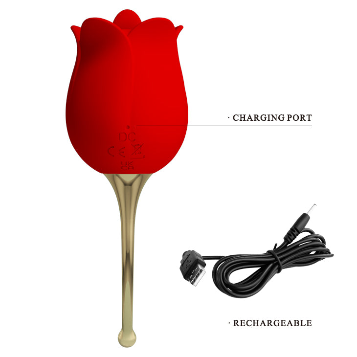 Tongue Licking Vibrator - Rose Lover - Red - K. P.