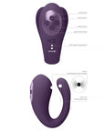 VIVE Triple Action Vibrator Dual Prongs with Clitoral Pulse Wave - Yoko - Purple - K. P.