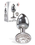 Adam & Eve Clear Gem Anal Plug - Medium - Silver/Clear