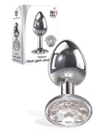Adam & Eve Clear Gem Anal Plug - Medium - Silver/Clear