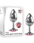 Adam & Eve Pink Gem Anal Plug - Small - Silver/Pink