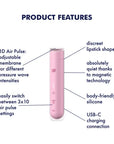 Mini Air Wave Clitoral Massager - First Kiss - Blush