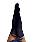 Kixies DANIELLE Black Solid Opaque Thigh Highs