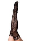 Kixies ANNA Sheer Black Diamond Thigh Highs