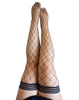 Kixies MICHELLE Large Diamond Black Fishnet Thigh Highs