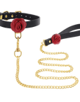 Wild Roses Collar & Leash - Black/Red/Gold