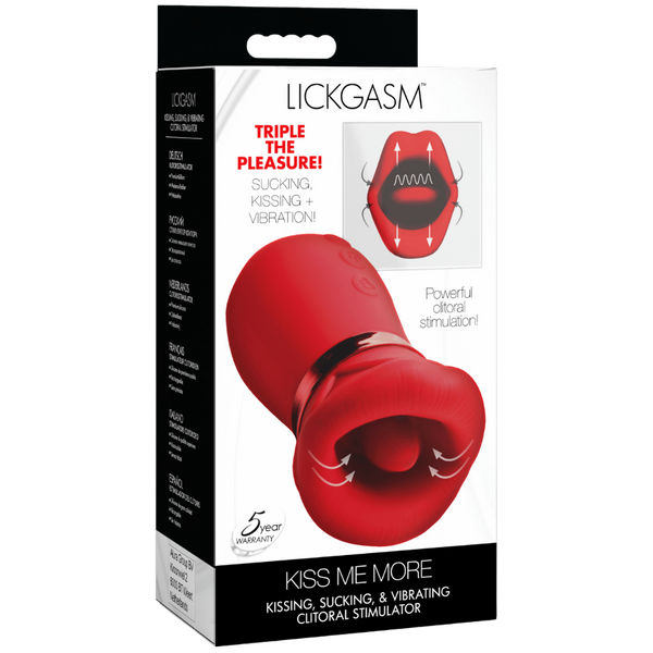 Lickgasm - Kiss Me More Kissing, Sucking, & Vibrating Clitoral Stimulator - Red - K. P.