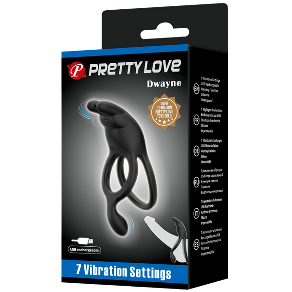 Rechargeable Cock Ring - Dwayne - Black - Kinky Playhouse