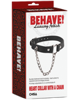 Behave! Heart Collar with a Chain - Black
