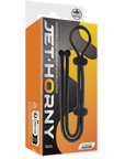 Jet Horny - Adjustable Cock Ring with Ball Strap - Black - Kinky Playhouse