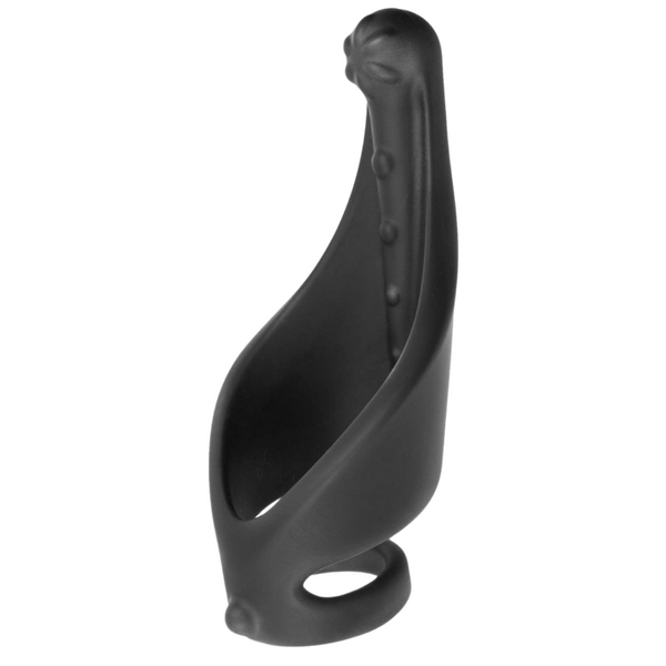 Jet Horny - Cock Ring with Ball Strap and Clit Stimulator - Black - Kinky Playhouse