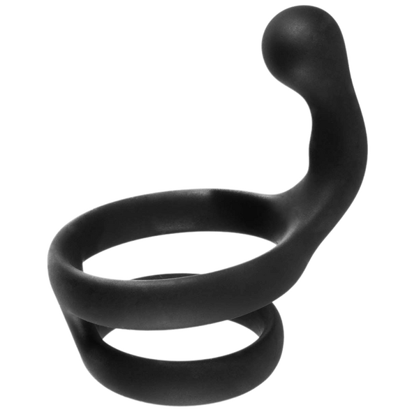 Jet Horny - Cock Ring with Ball Strap and Clit Stimulator - Black - Kinky Playhouse
