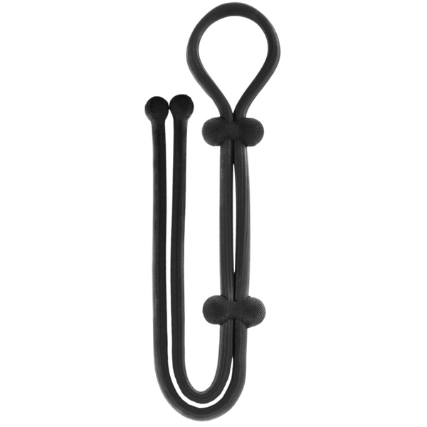 Jet Horny - Adjustable Cock Ring with Ball Strap - Black - Kinky Playhouse
