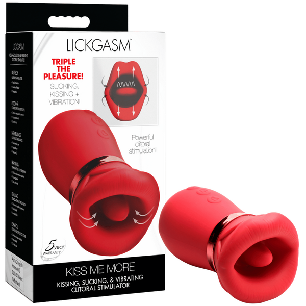 Lickgasm - Kiss Me More Kissing, Sucking, & Vibrating Clitoral Stimulator - Red - K. P.