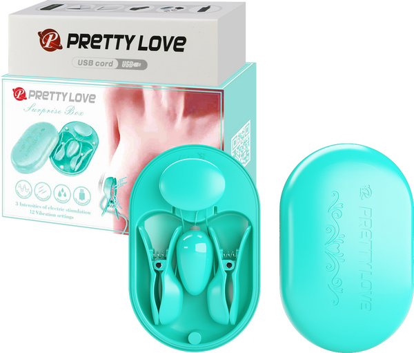 Shock & Vibrating Nipple Clamps - Surprise Box - Multiple Colours - K. P.