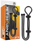 Jet Horny - Adjustable Cock Ring with Ball Strap - Black - Kinky Playhouse