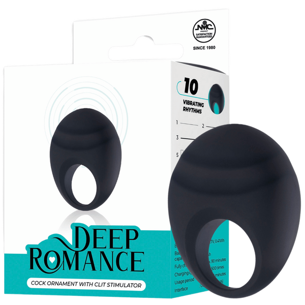 Deep Romance - Cock Ornament with Clit Stimulator - Black - K. P.