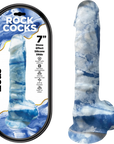 Rock Cocks - Zeus 7" Stone Coloured Dildo - Blue Effect - K. P.