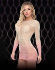LAPDANCE Pink Dusk Long Sleeve Mini Dress
