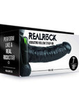 REALROCK Vibrating Hollow Strapon + Balls - 18cm Black