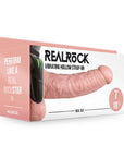 REALROCK Vibrating Hollow Strapon + Balls - 18cm Flesh