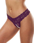 Secret Kisses Lace & Pearls Crotchless Thong
