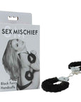 Sex & Mischief Furry Handcuffs - Black
