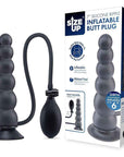 Size Up 7 Inch Ripple Inflatable Butt Plug - Black