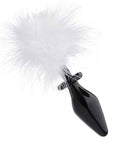 Tailz - White Fluffer Bunny Tail Glass Anal Plug