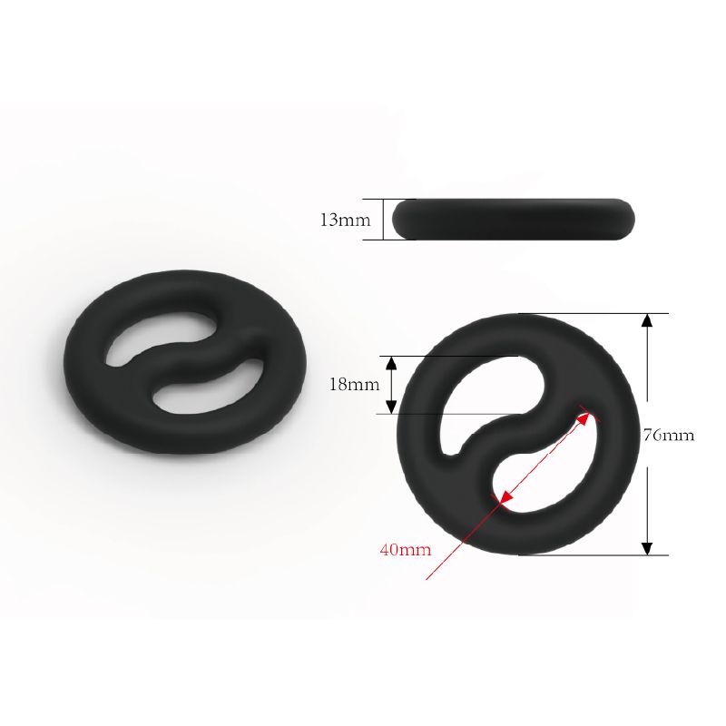 Yin Yang Silicone Cock and Ball Duo Ring - Black - K. P.