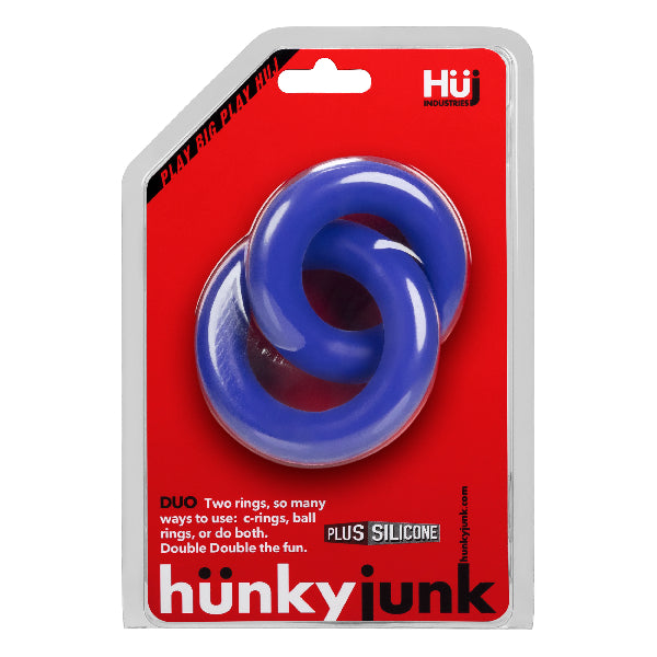 DUO linked cock/ball rings by Hunkyjunk Cobalt