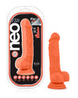 Neo Elite - 7.5" Silicone Dual Density Cock with Balls - Neon Orange - K. P.