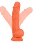 Neo Elite - 7.5" Silicone Dual Density Cock with Balls - Neon Orange - K. P.