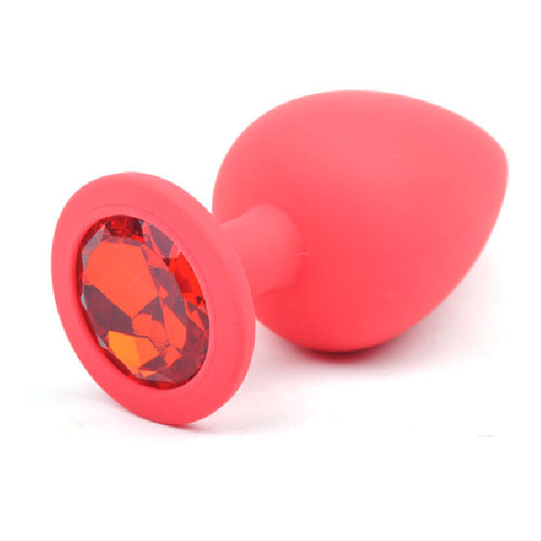 Red Silicone Anal Plug Large w Red Diamond - K. P.