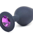 Black Silicone Anal Plug Medium w/ Purple Diamond - K. P.