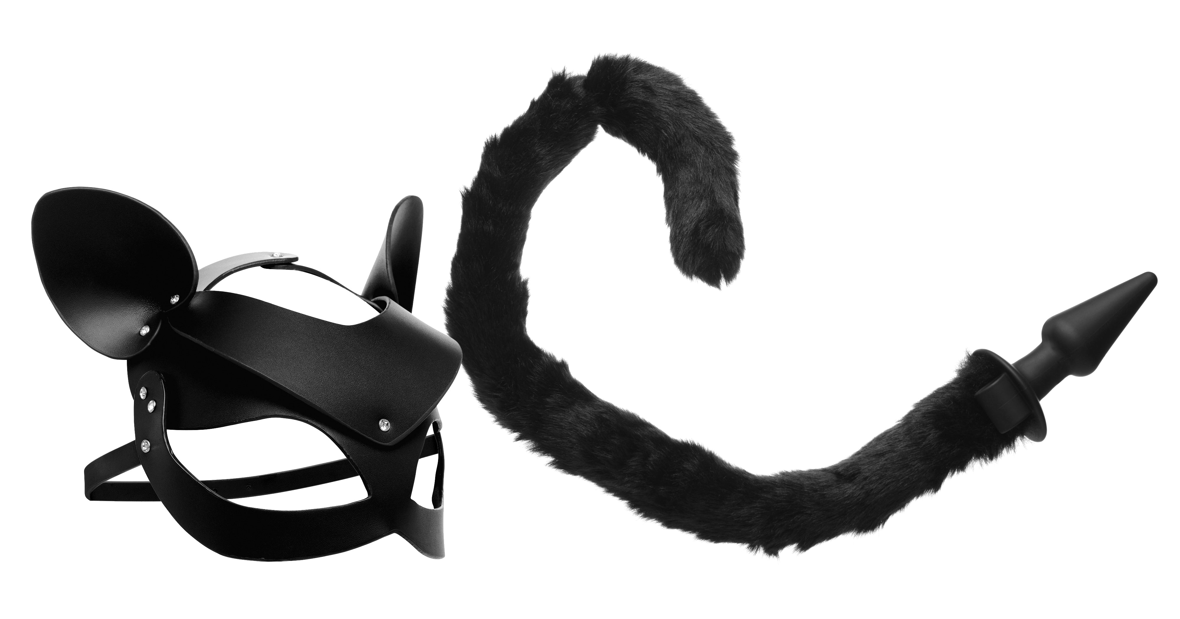 Tailz - Cat Tail Anal Plug and Mask Set - Black - K. P.
