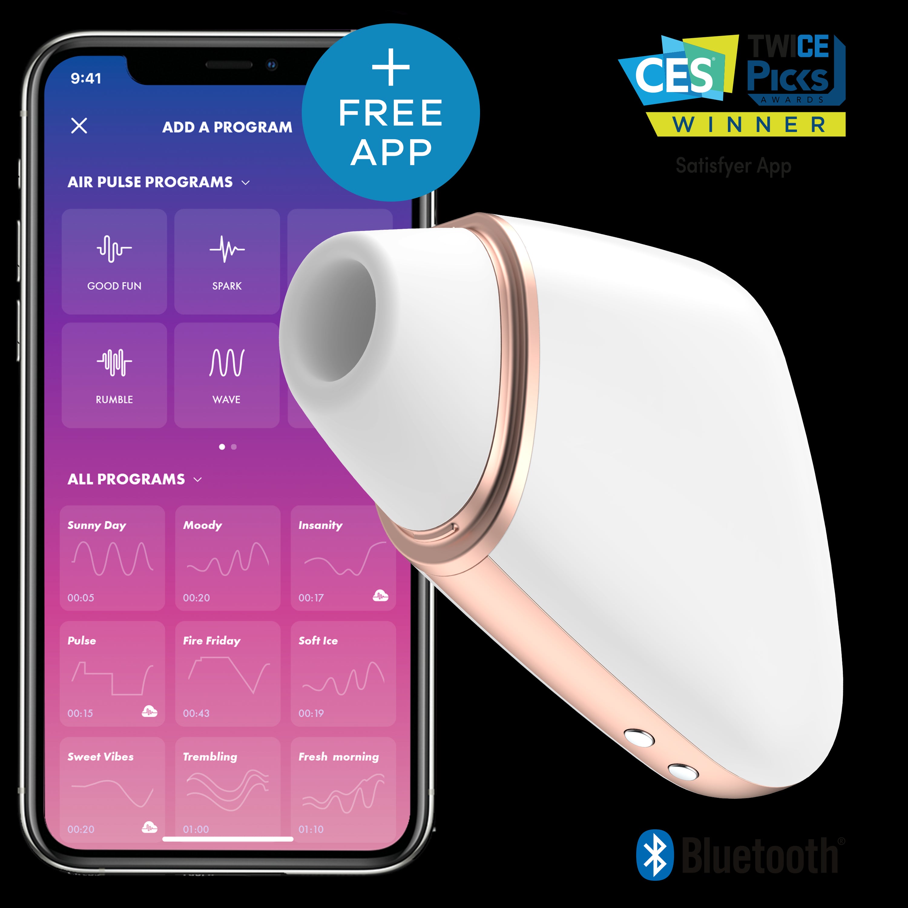 Connect App Vibrator - Love Triangle - White - K. P.