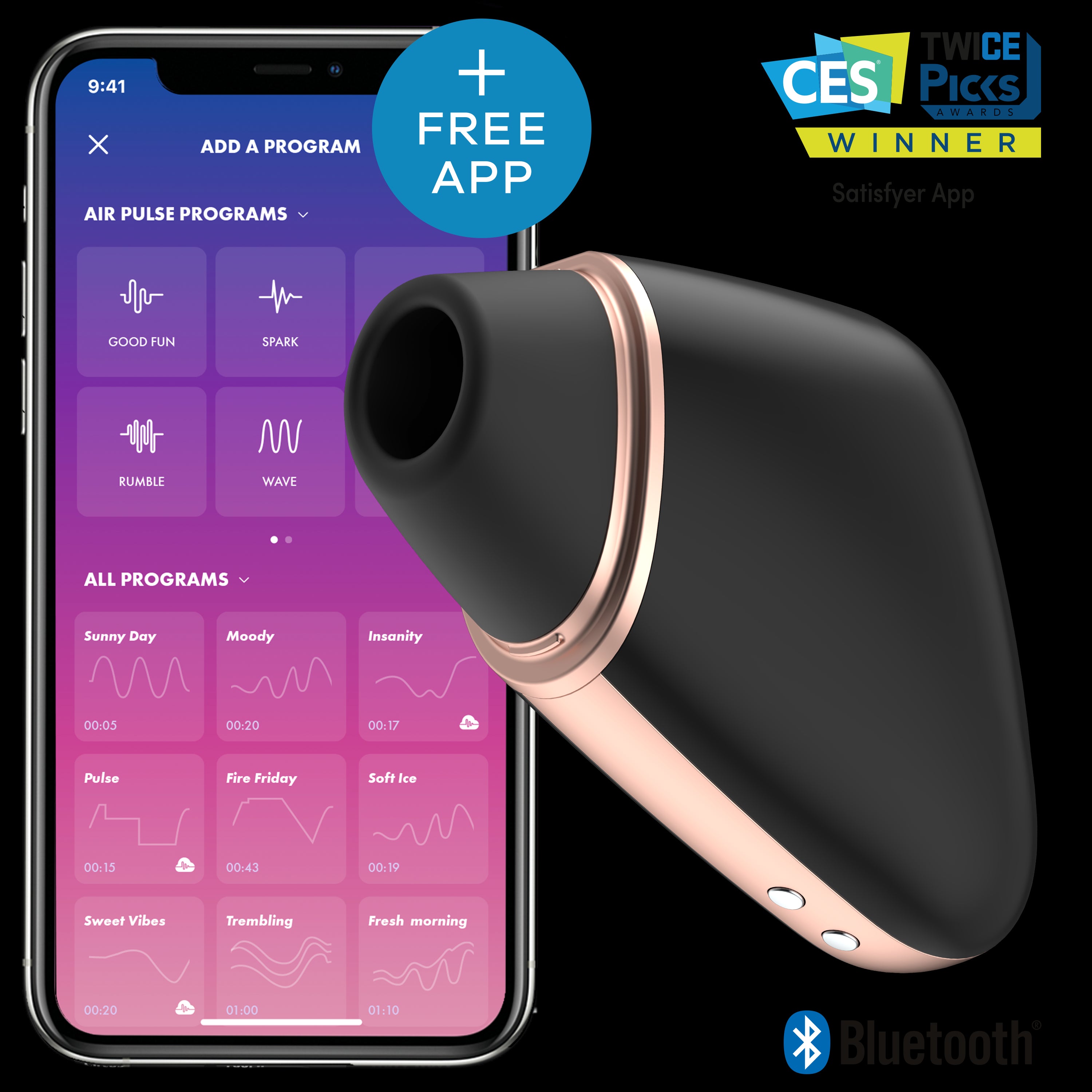 Connect App Vibrator - Love Triangle - Black - K. P.
