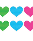 Neon Heart Pasties 3 Pack - Green/Blue/Pink - K. P.